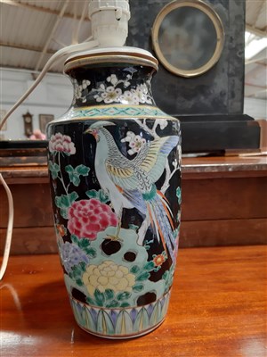 Lot 70 - Pair of Chinese Famille Noir shouldered vases