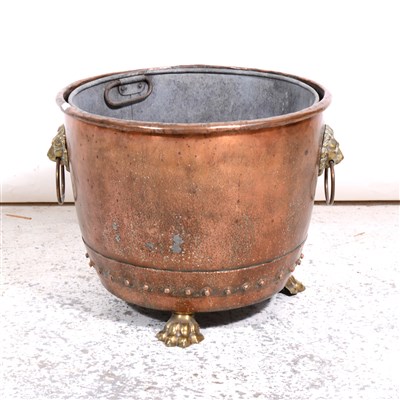 Lot 144 - Copper helmet-shape coal scuttle, 38cm