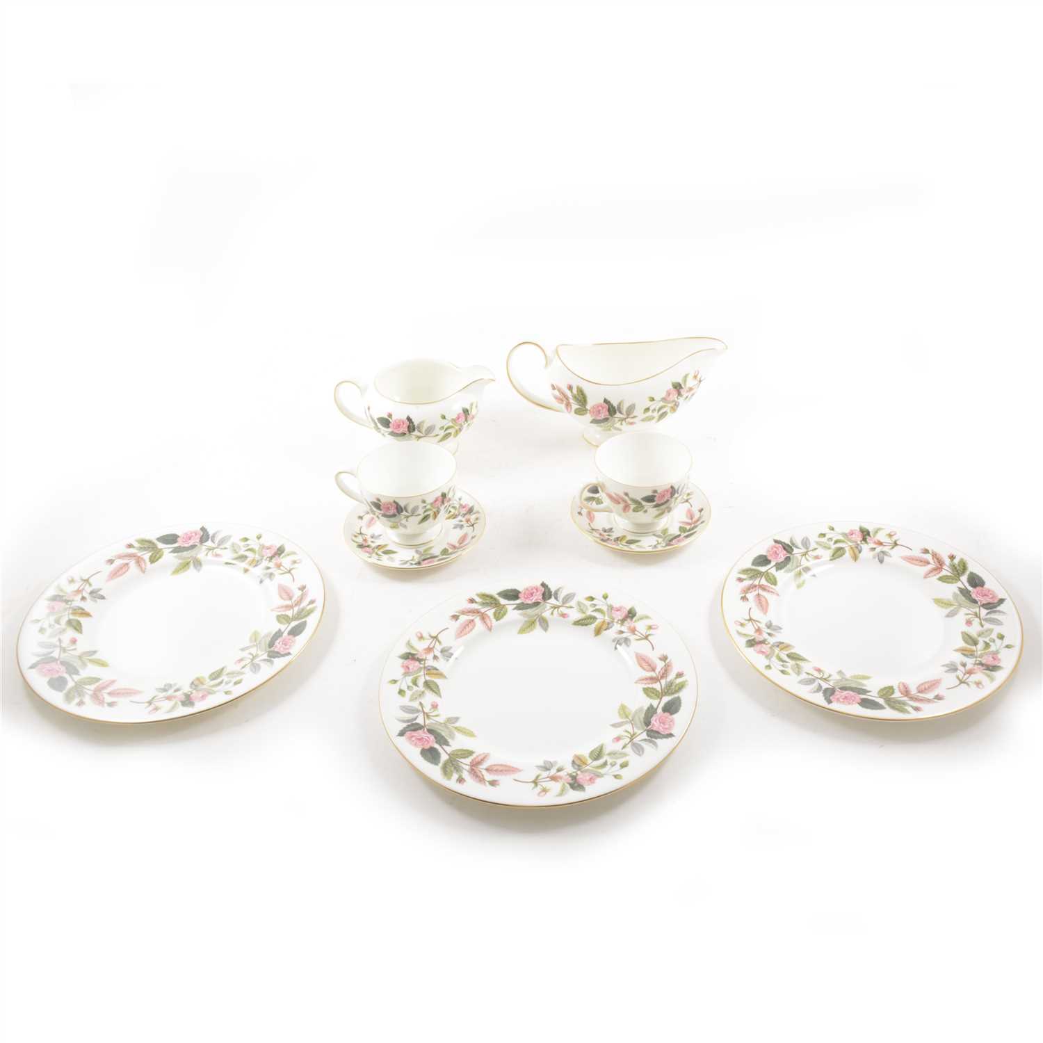 Lot 77 - Extensive Wedgwood bone china table service, Hathaway Rose pattern, including dinner, tea and coffee wares.