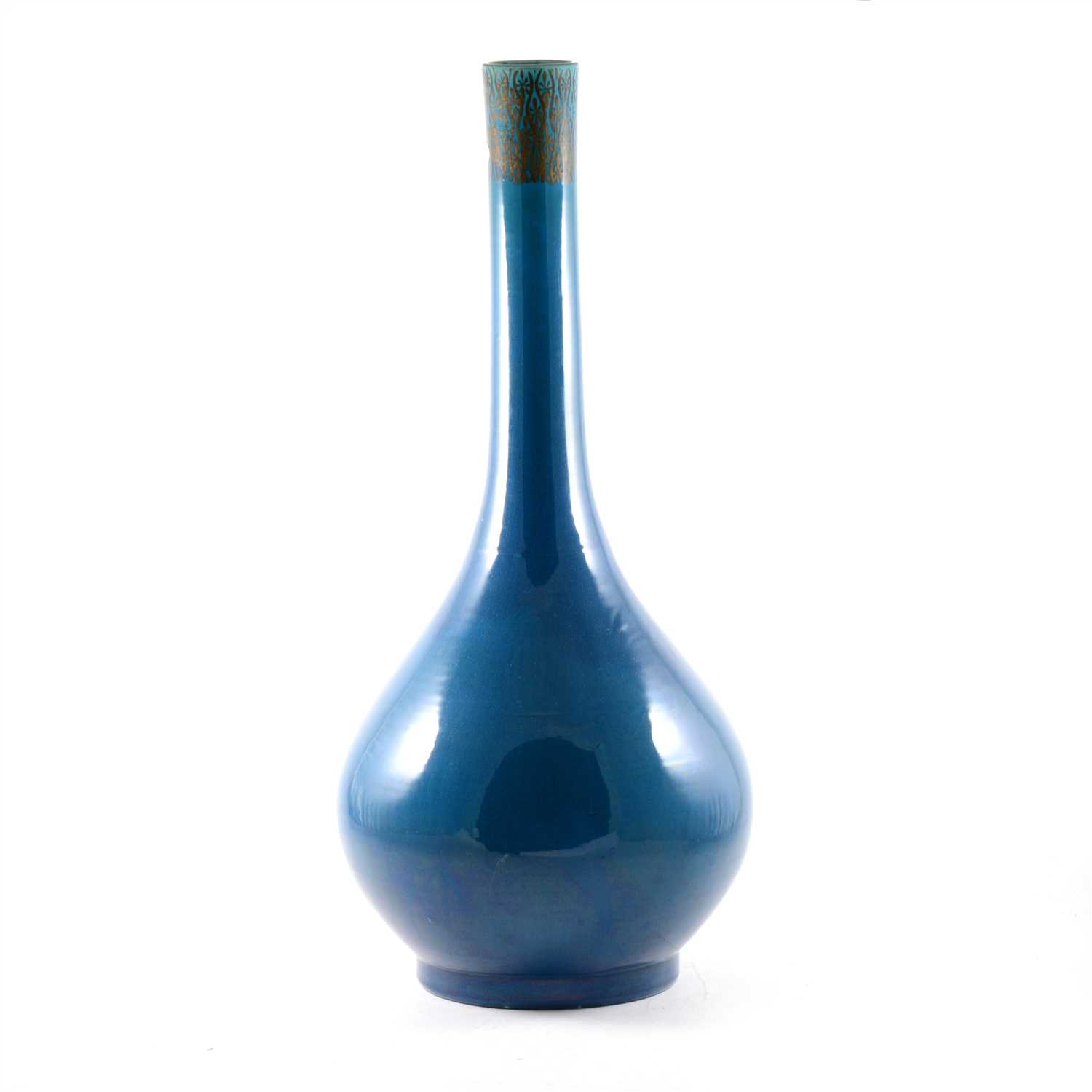 Lot 67 - English pottery monochrome floor vase, pear-shape, decorated collar, 66cm.