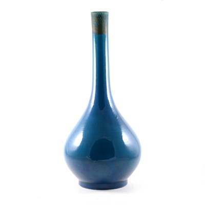 Lot 67 - English pottery monochrome floor vase, pear-shape, decorated collar, 66cm.