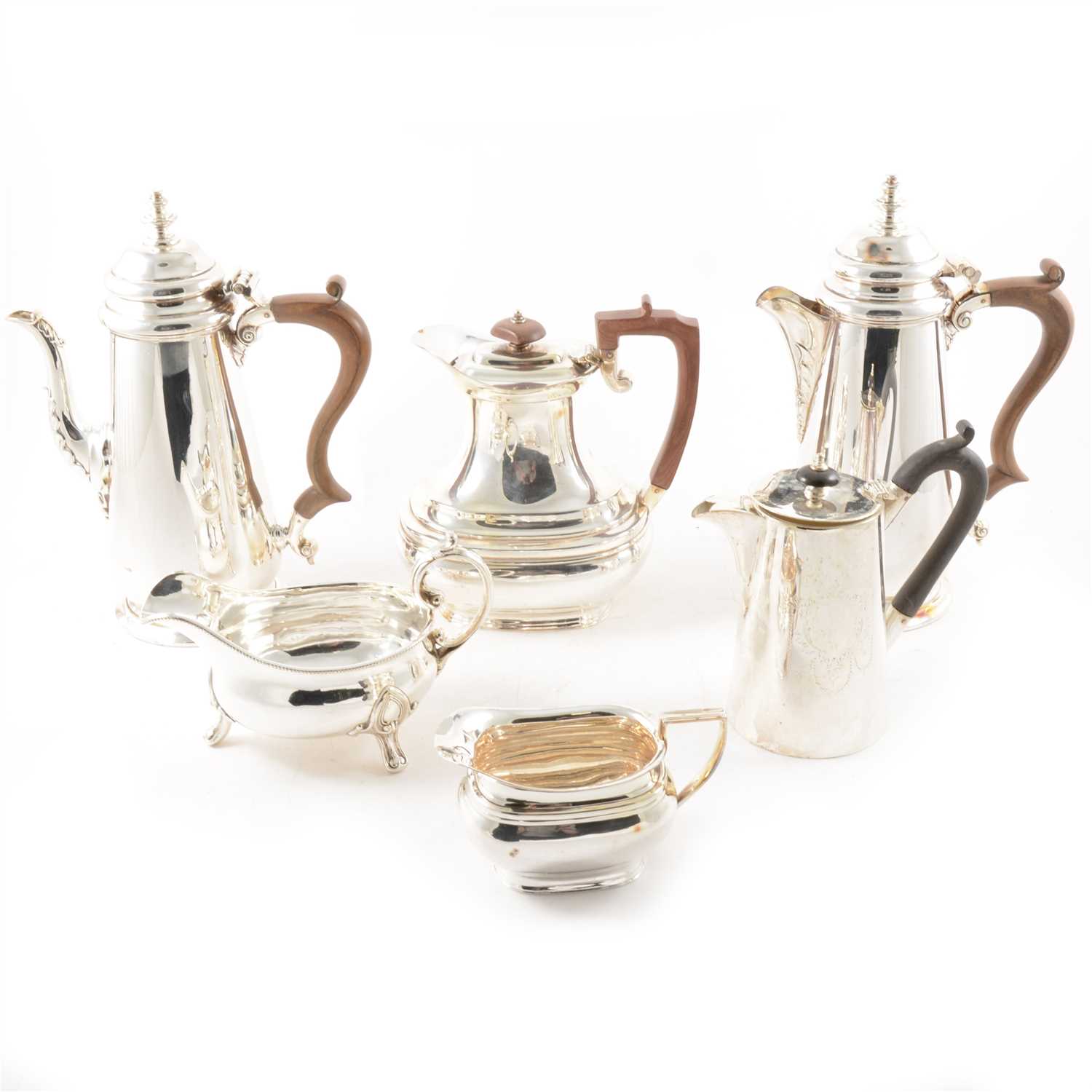 George II style silver plated coffee set, etc.