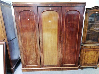 Lot 468 - Victorian mahogany triple wardrobe