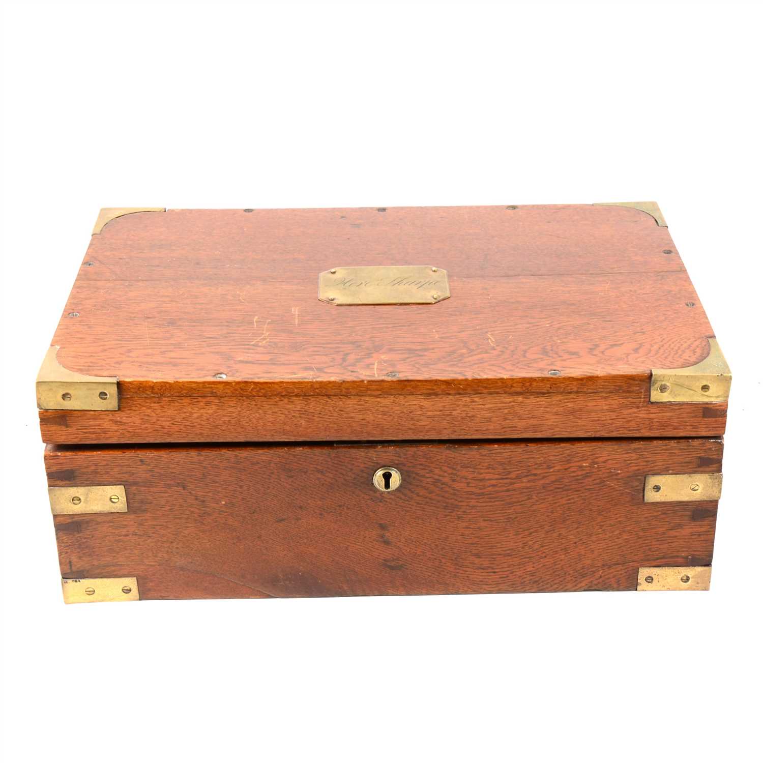Lot 231 - A brass bound oak box