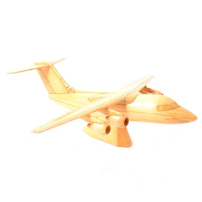 Lot 198 - Corgi Toys prototype, BAe 146 wooden handmade model, 28cm long