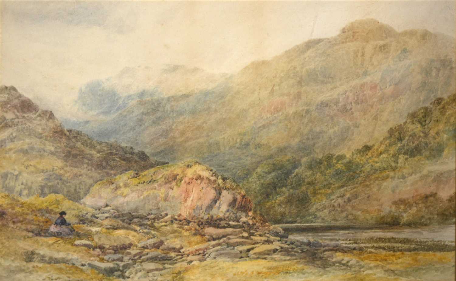 Lot 264 - English school, river landscape, probably North Wales