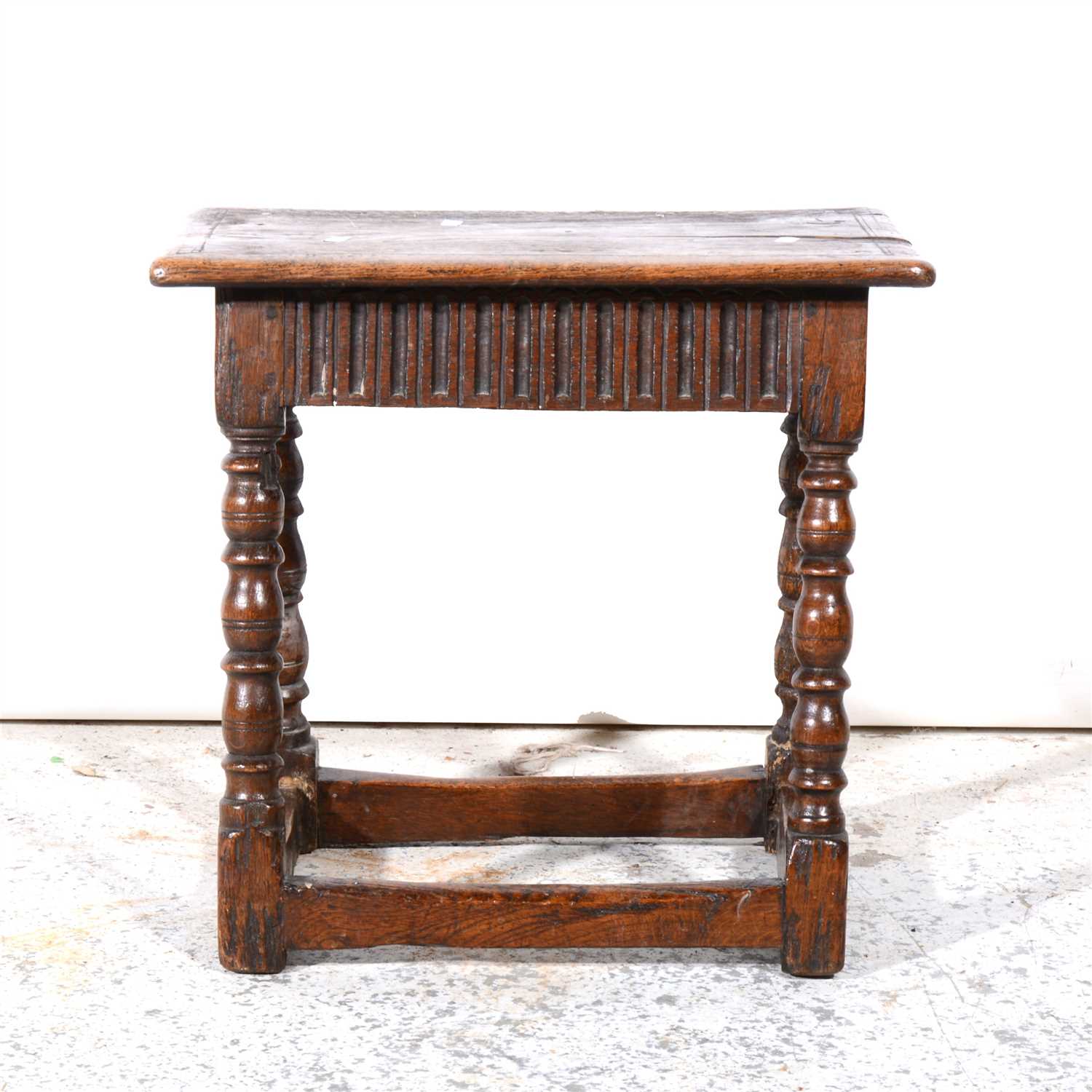 Lot 346 - Oak joint stool, rectangular top