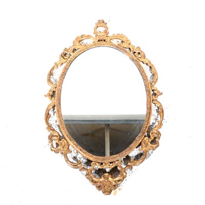 Lot 328 - Oval wall mirror with gilt gesso frame.