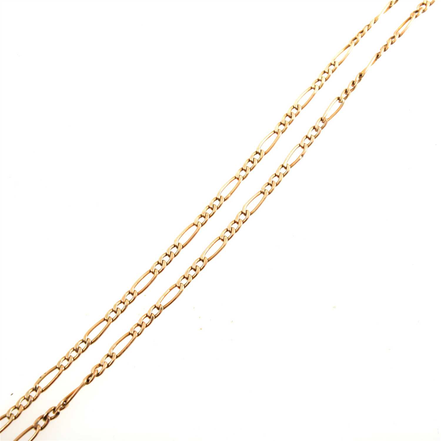 Lot 265 - A 9 carat yellow gold figaro link chain necklace