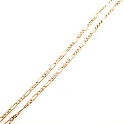 Lot 265 - A 9 carat yellow gold figaro link chain necklace