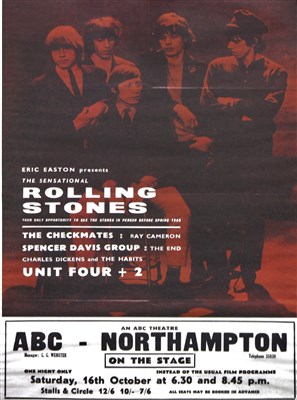 Lot 419 - The Rolling Stones; reproduction poster 'ABC theatre' Northampton, framed and glazed