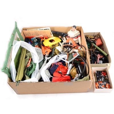 Lot 289 - Action Man by Palitoy; a good quantity of clothing, outfits, hats, boots, accessories, one tray.
