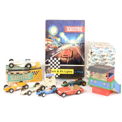 Lot 282 - Scalextric slot-car racing by Palitoy, a good quantity of cars, track and accessories.