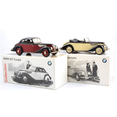 Lot 87 - Schuco Germany modern tin-plate models, BMW 327 Coupé and BMW 327 Cabriolet.