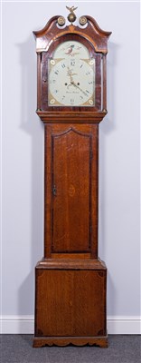 Lot 327 - Deacon, Barton, George III oak and mahogany longcase clock.