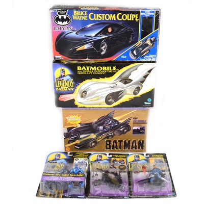 Lot 299 - Batman models and figures; six including Kenner Toys Batmobile etc.