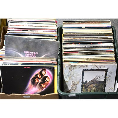 Lot 61 - Two boxes of vinyl music LP records; including Led Zeppelin, Deep Purple etc.