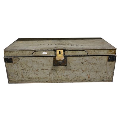 Lot 151 - Tin trunk by Williamson & Son and Admiralty coats and ephemera for Assistant Paymaster Gordon D Graham RNR