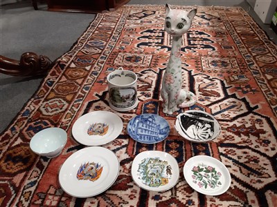 Lot 22 - Three boxes of ceramics and glass ware, including decanters, jelly moulds, Staffordshire dogs, tea ware, etc
