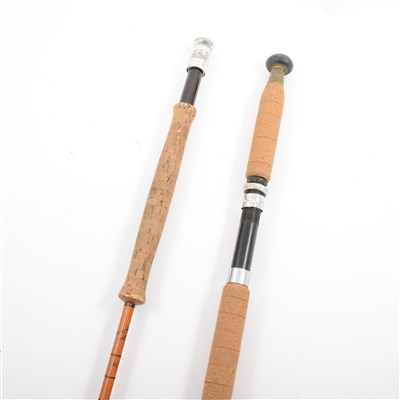 Lot 87 - Fishing: Hardy 'The Pope' 2-section split cane fishing rod, and an Allcock Nimrod 2-section rod