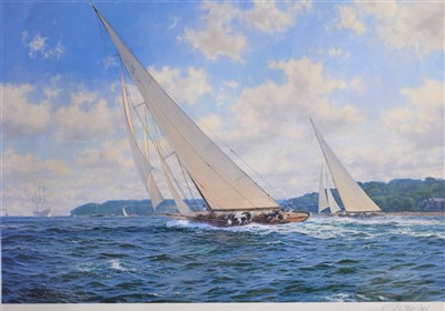 Lot 296 - After John Steven Dews, Candida and Astra Racing off Cowes, a limited edition print, and five others