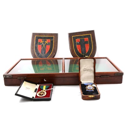 Lot 115 - British Army papers, German and other buttons, box medals etc.