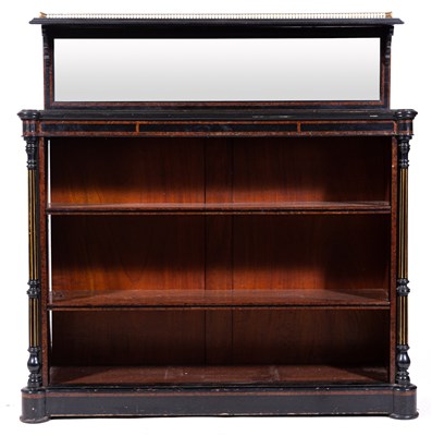 Lot 485 - A Victorian ebonised and amboyna banded bookcase