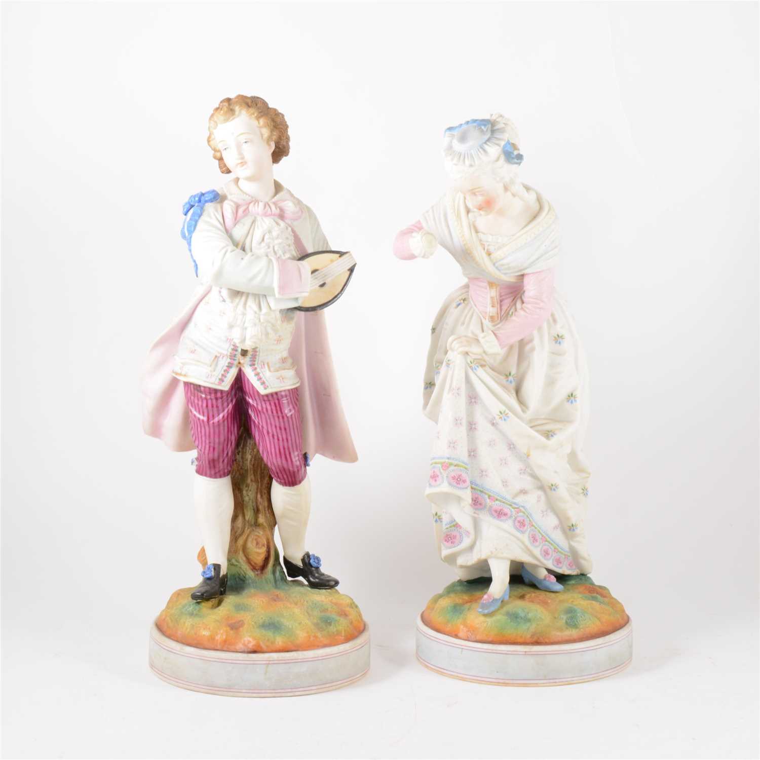 Lot 15 - Pair of French painted parian figures, ...