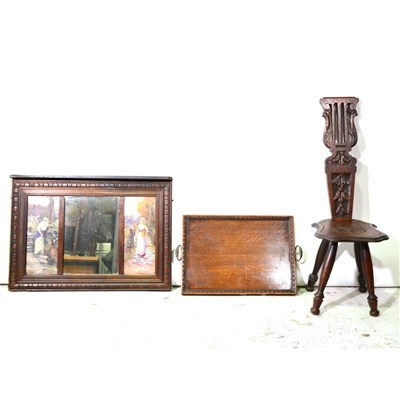 Lot 322 - A carved oak spinning chair, ...