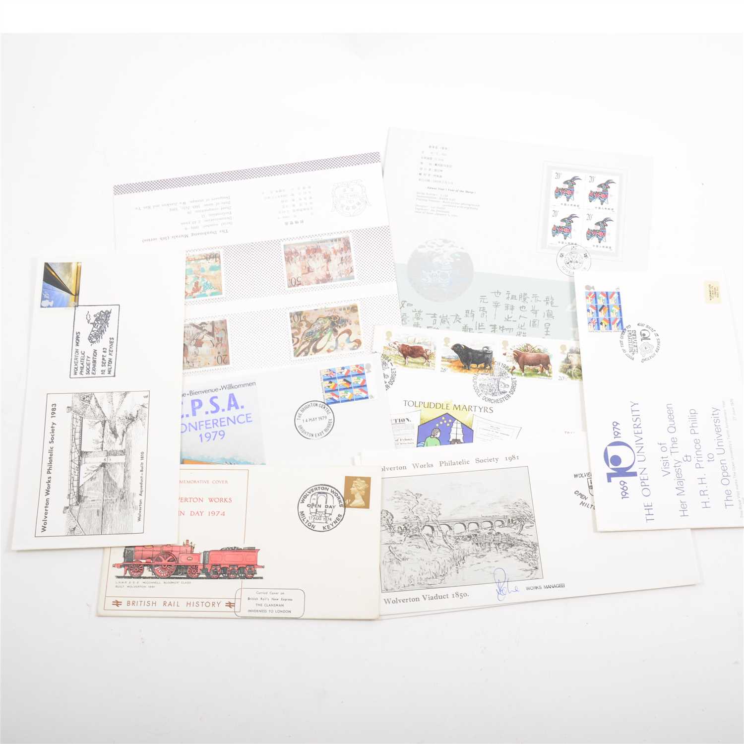 Lot 193 - Stamps: ring binder album of FDC's; album of Benham silks; etc