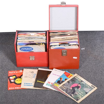 Lot 684 - Vinyl 7" single records; a collection of Pop, Rock, and others, two carry cases