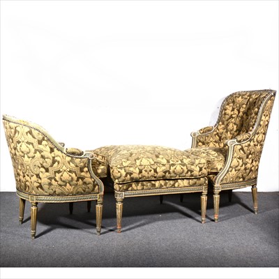 Lot 817 - Louis XVI style stained beechwood 'Duchesse' suite