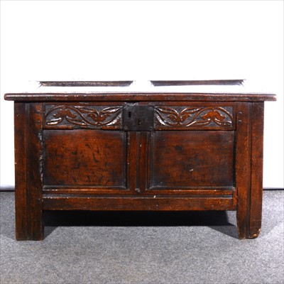 Lot 818 - A joined oak coffer, late 17th Century
