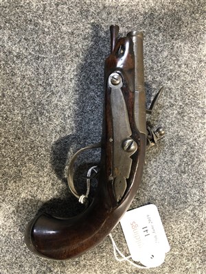 Lot 141 - Flintlock pistol, part octagonal barrel, plain lock plate