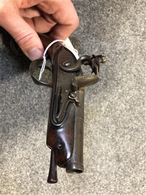Lot 141 - Flintlock pistol, part octagonal barrel, plain lock plate