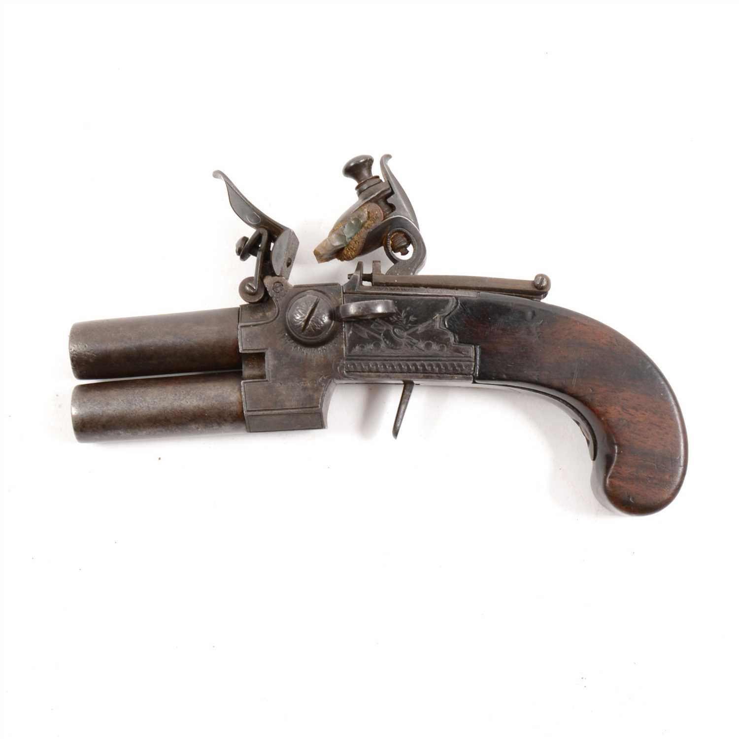 Lot 139 - Double barrel flintlock pistol, by Egg,