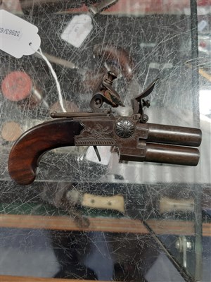 Lot 139 - Double barrel flintlock pistol, by Egg, London