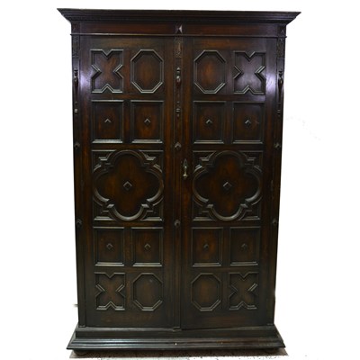 Lot 379 - An oak double wardrobe, ...