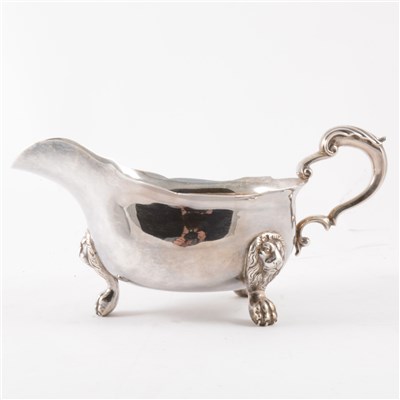 Lot 145 - George II style silver sauceboat, D & J Wellby, London 1920