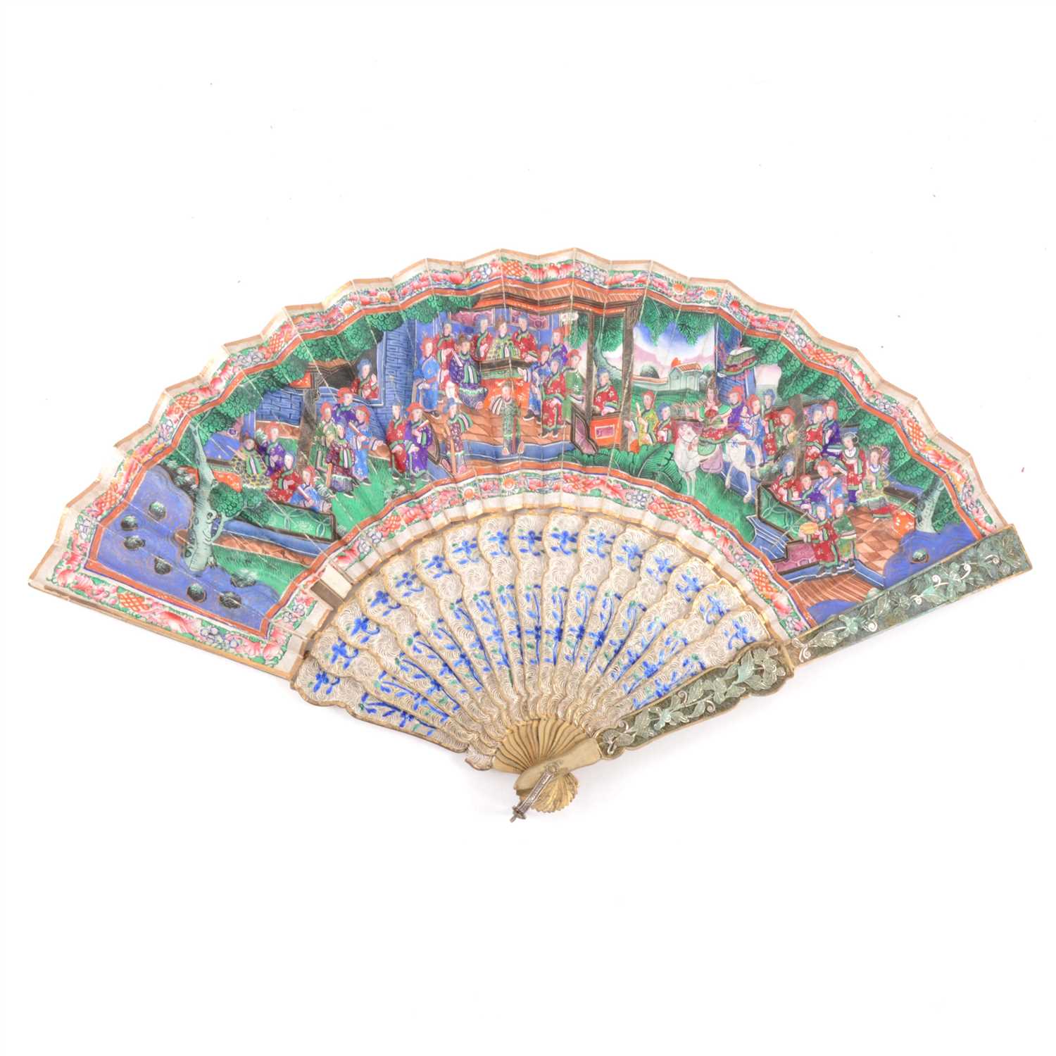 Lot 61 - Cantonese white and gilt metal fan, mid 19th century