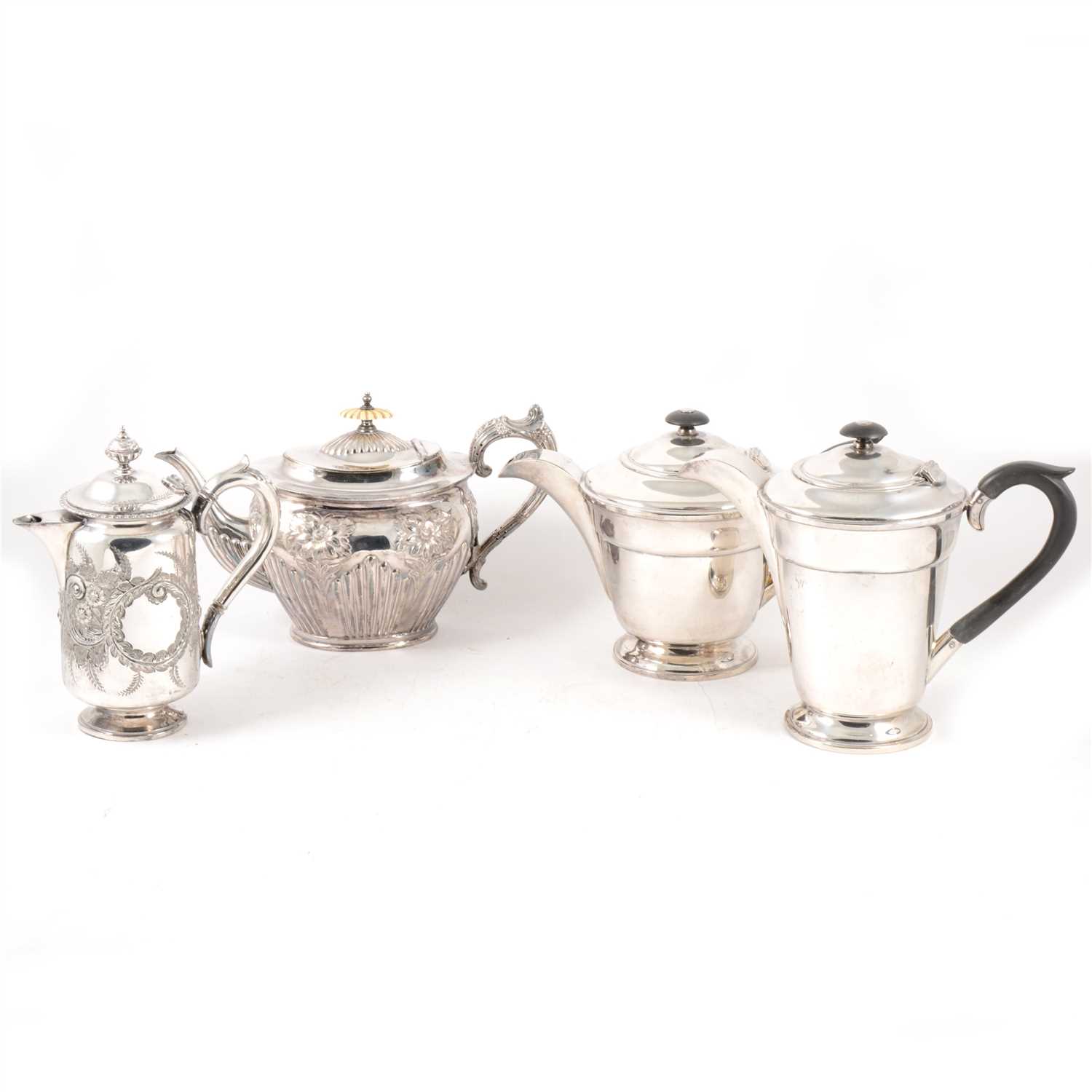 Lot 96 - A silver-plated tea and coffee pots by Walker & Hall in the art deco style