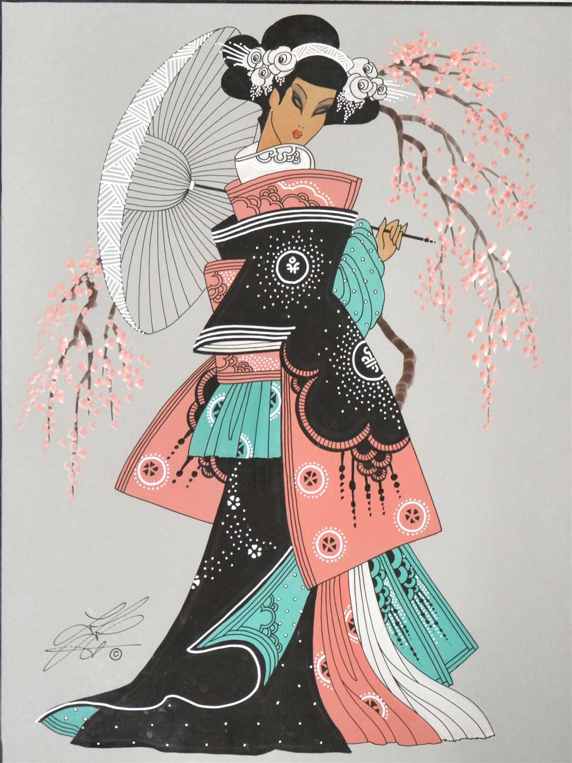 Lot 255 - L J Green, four Japanese-style fashion studies