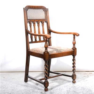 Lot 346 - Pair of oak elbow chairs