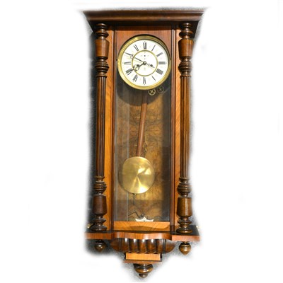 Lot 306 - Walnut cased Vienna wall clock, Gustav Becker movement