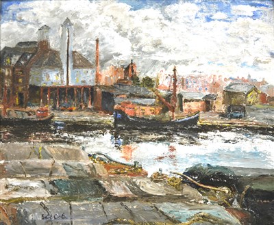 Lot 262 - Beth Cole, Ipswich Docks, oil on board