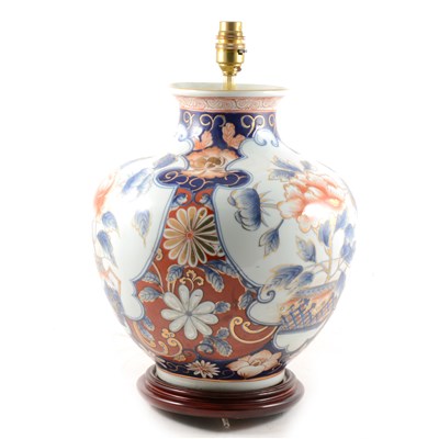 Lot 56 - Chinese porcelain bottle-shape vase, converted to a lamp.