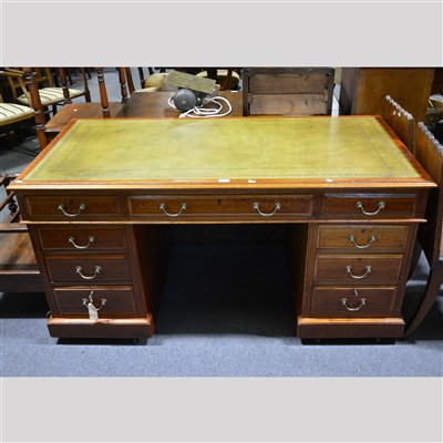 Lot 368 - Walnut twin pedestal desk