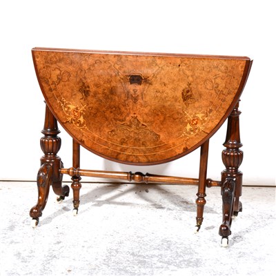 Lot 408 - Victorian inlaid walnut Sutherland table