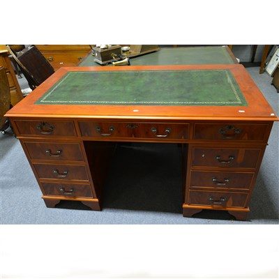 Lot 407 - Reproduction yew desk