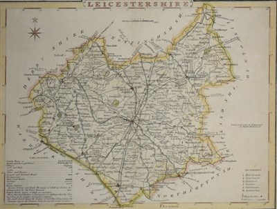 Lot 261 - Ten maps, to include Rich Blome, "A General Mapp of Shropshire With Its Hundreds", hand-coloured county map, 31.5 x 27cm